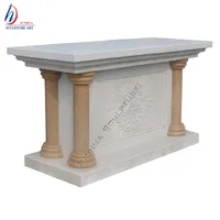 Customized Natural Marble Church Altar Table with Angel Statues