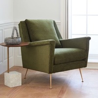 Échantillon gratuit de meubles modernes de haute qualité en métal velours salon de loisirs salon siège unique canapé chaise avec pied doré