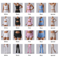Ensembles de sport 4 pièces pour femmes, respirants, à séchage rapide, côtelés, légers, ajustés, pour la course, l'entraînement et le yoga
