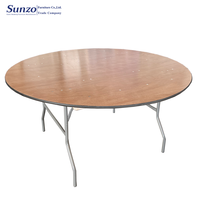 Tables rondes pliantes en contreplaqué pour restaurant, banquet, hôtel, événements en plein air, ferme et mariages