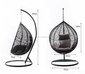 Muebles de Jardín de Ratán, Silla Colgante Redonda Tipo Huevo, Silla de Ratán con Forma de Cesta - Product Image 4