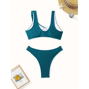 Conjunto de Bikini Sexy de 2 Piezas Personalizable para Mujer, Traje de Baño Acolchado Triangular, Servicio OEM, 100% Poliéster, Secado Rápido, Transpirable - Product Image 2