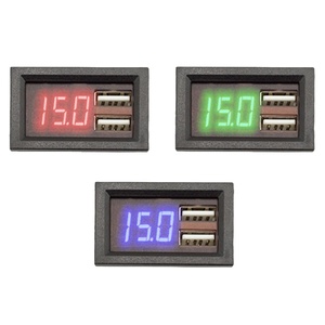 XW328 DC 8-40V โวลต์มิเตอร์ดิจิตอลในรถยนต์ + USB คู่ชาร์จโทรศัพท์อะแดปเตอร์แผงแรงดันไฟฟ้าจอแสดงผลรถยนต์สีแดง/สีฟ้า - Product Image 2