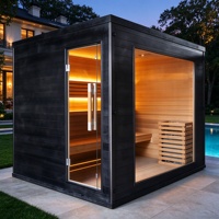 Ruang Sauna Luar Ruangan Langsung dari Pabrik, Kabin Sauna Uap Basah Kayu Cedar Merah Hemlock untuk Spa Taman Belakang Rumah