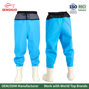 Senshuo Cyan Azure Tots Waist Waders Drawstring Mesh Ventilated Featherweight <span class=keywords><strong>Vinyl</strong></span> Kids Hip Pants Waders for Backyard - Product Image 1