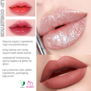 Brillo Labial Líquido Vegano de Venta Caliente, Maquillaje de Marca Privada, Lápiz Labial Impermeable de Larga Duración, Cosméticos, Brillo Labial Transparente con Destellos - Product Image 2