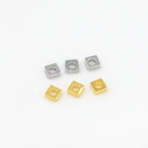 <b>Copper</b> Plated 18K Gold Square Beads Small Spacer For <b>Bracelet</b> Making Jewelry Findings D136 - Product Image 5