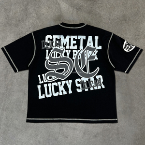 T-shirt en coton imprimé avec logo personnalisé MAKITAPE, t-shirt à strass de haute qualité, t-shirt graphique surdimensionné streetwear pour hommes - Product Image 2