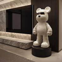 Sculpture en fibre de verre sur mesure en forme d'ours abstrait - Résine de dessin animé de forme irrégulière, Sculpture en résine pour la décoration intérieure