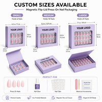 Boîte cadeau auto-érectible personnalisée avec couvercle magnétique pour emballage cosmétique et nail art, boîte en carton ivoire doublée pour faux ongles – Nouveauté !