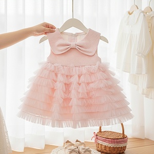 <span class=keywords><strong>Robe</strong></span> pour fille en <span class=keywords><strong>tulle</strong></span> rose à volants avec un grand nœud, sans manches, pour fête d'anniversaire, cérémonie de mariage - Product Image 6