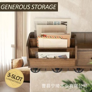 Nuevo organizador de llaves de madera para pared, estante para clasificar y guardar correo y sobres, y perchero para ropa en la entrada. - Product Image 4