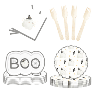 DAMAI Halloween Party Supplies Halloween Paper Plates Cups Napkins Party Disposable Tableware Set Birthday Favor for 8 Guests - Product Image 4