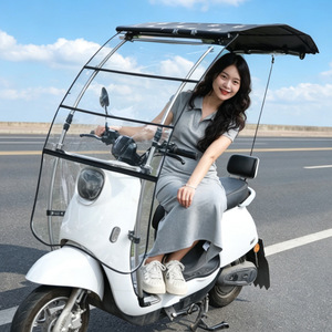 Detachable <b>Rain</b> <b>Canopy</b> Sunshade For Electric Scooters Fully Foldable Windproof Sunproof Front Mount Motorcycle Accessory - Product Image 3