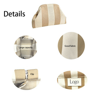Nouvelle Pochette Cosmétique Décontractée en Tricot Rayé pour Femme avec Logo Personnalisé, Sac à Main Nuage Tissé à Clip Ouvert, Pochette Décontractée - Product Image 5