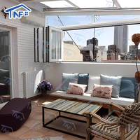 Fenêtre pliante en aluminium moderne NF-50 à ouverture horizontale, insonorisée et isolante thermiquement, avec moustiquaire rétractable, pour usage extérieur