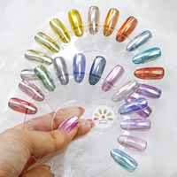 Poudre de trempage acrylique effet miroir magique titane 48 couleurs avec paillettes, matériau pailleté, poudre miroir clair de lune - Grande Vente