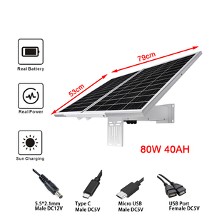Kit d'alimentation solaire 80W avec grands panneaux 40AH 444Wh DC12V UPS pour caméra Hikvision Dahua <span class=keywords><strong>Uniview</strong></span> 4G Wifi, routeur 4G, commutateur Wifi - Product Image 5