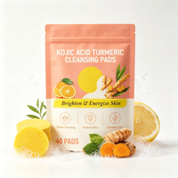 Tampons nettoyants à l'acide kojique et au curcuma en marque privée, tampons exfoliants pour éclaircir la peau pour femmes, OEM MOQ 100 boîtes