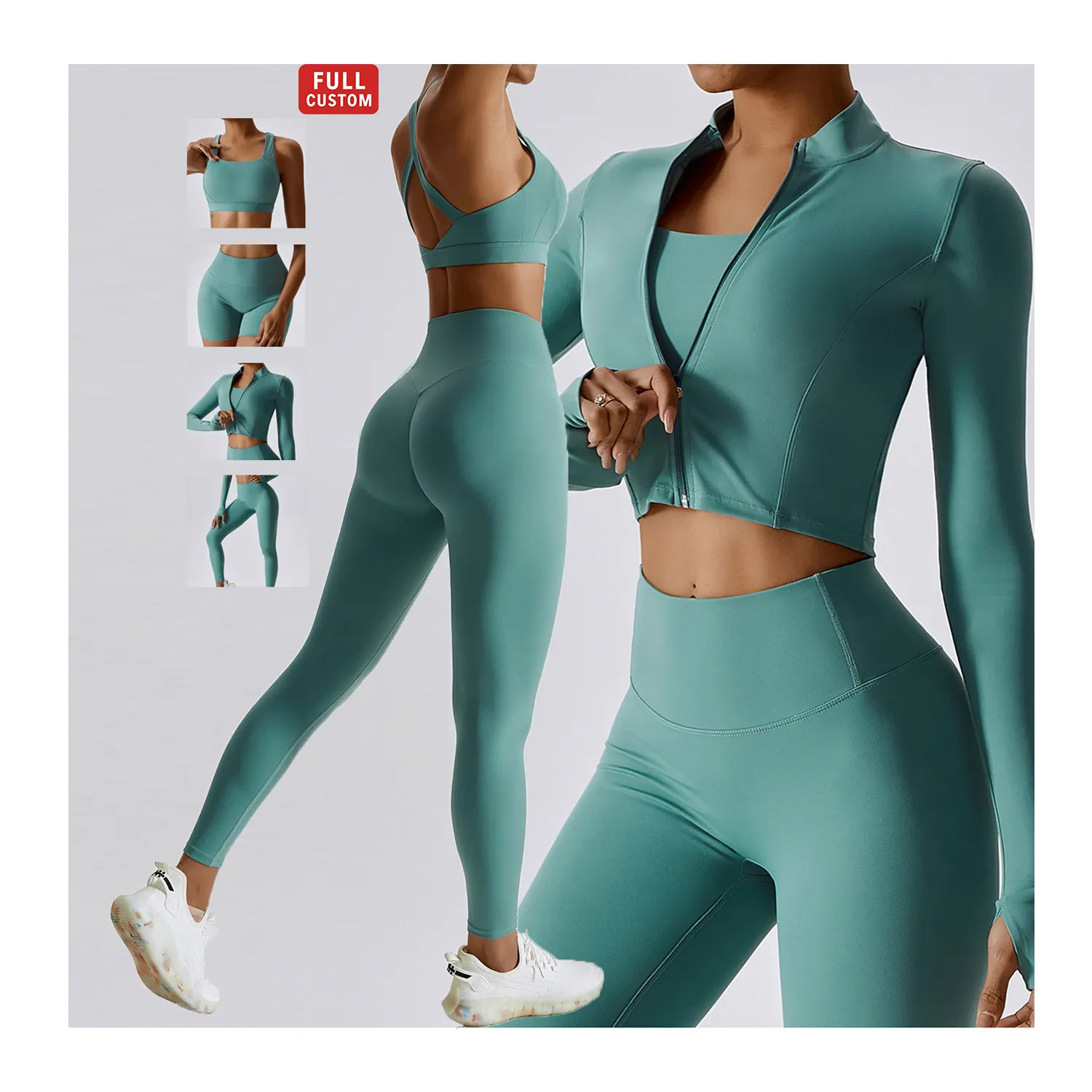 Custom Design Breathable Woman Gym Running Training Yoga Sets High Waist Workout Sports Push Up Woman Set