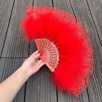 Ventilateur de festival pliant monocouche dentelle plume creux en plastique os ventilateurs à main pour cadeau de mariage Handfan os personnalisé
