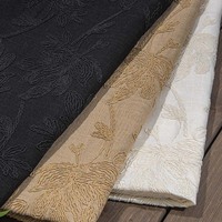 Nouveau style de tissu brodé en corde de lotus, tissu en lin doux brodé, dentelle de fleur de lotus brodée pour robe de femme
