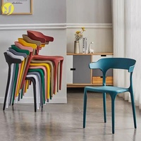Mesas y Sillas de Plástico de Diseño Moderno para Cafetería, Silla de Comedor Colorida para Exteriores de Fábrica para Restaurantes y Parques