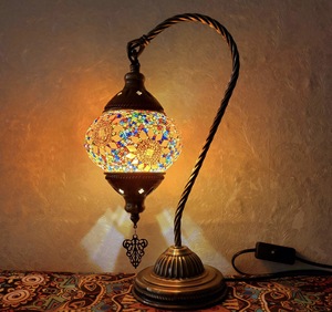 Cross-border Turkish Bohemian Swan Neck Table Lamp Finished Handmade Glass <b>Bedside</b> Ambient Desk Lamp - Product Image 1