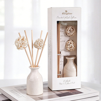 Diffuseur de parfum en céramique haut de gamme 15ml, vase blanc, boules décoratives en rotin, parfum personnalisé pour cadeau de mariage