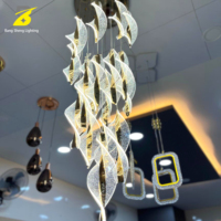 Lustre en cristal torsadé de luxe, luminaire suspendu multi-niveaux pour villa, salon à plafond haut
