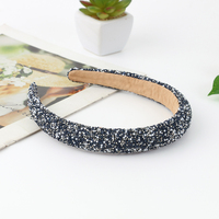 Nouveau serre-tête coréen ultra-brillant en soie marine précieuse entièrement orné de diamants pour femme, luxueux et tendance, à couronne haute, 15 cm, petit modèle