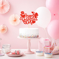 Valentinstag-Kuchendekoration - Herzrose und Amor. Tortendekoration für Heiratsantrag, Verlobung und Hochzeit