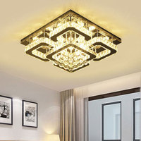 Lustre de plafond moderne en acier inoxydable de luxe avec boule de cristal, LED, pour villa, hôtel, couleur changeante, luminaire de plafond pour hôtel