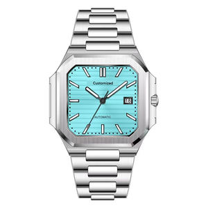 ساعة ميكانيكية أوتوماتيكية للرجال رياضية مربعة جديدة مخصصة مقاومة للماء 10 بار من الفولاذ المقاوم للصدأ 41 من الياقوت الكريستال - Product Image 4