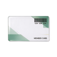 Carte de membre personnalisée en PVC transparent CR80 85,5*54mm P310 Impression de code-barres plat Numéro de série variable Carte cadeau de fidélité