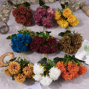 Bouquet de chrysanthèmes artificiels en soie pour l'automne, décoration de mariage, décoration de salon, 6 tiges colorées - Product Image 1