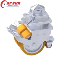 Roues pivotantes pour conteneurs ISO 6/8/10/12 pouces en polyuréthane avec plaque en acier, frein et verrouillage rigide, support OEM, filetées