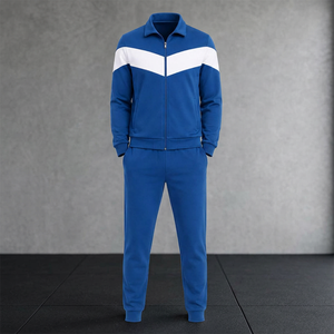 Conjunto Deportivo Azul para Hombre, Pantalones Deportivos con Bloques de Color y Mangas Largas, con Bolsillos Laterales y Cierre de Cremallera, Ropa de Otoño - Product Image 5