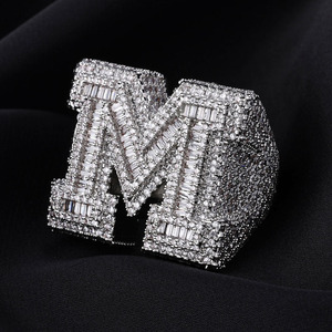 แหวนฮิปฮอปตัวอักษรภาษาอังกฤษ แหวนเพชรซิคอนเต็มวง เครื่องประดับแฟชั่นผู้หญิง ขายส่ง - Product Image 4