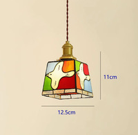 Lámpara de Techo Rectangular Peace Dove, de Cobre y Vidrio, con LED, Estilo Vintage, para Dormitorio, Entrada, Balcón, Pasillo