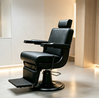 Chaise de Barbier Ergonomique Professionnelle Haut de Gamme avec Appui-tête Réglable et Repose-pieds Pliable