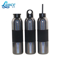 Botella de agua personalizada con agarre de acero inoxidable, botella de agua de doble pared de 500ml
