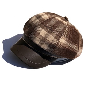 Classic Design Polyester Fedora Hat <strong>French</strong> Style Hat Travel Outdoor <strong>Men</strong> Women Tartan Plaid Adjustable <strong>Beret</strong> - Product Image 2