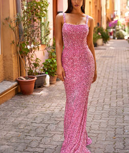 <span class=keywords><strong>Abito</strong></span> da Ballo <span class=keywords><strong>Lungo</strong></span> Scintillante con Spalline Sottili a Linea ad A, Vestito da Sera Elegante da Donna Intero Bling - Product Image 6