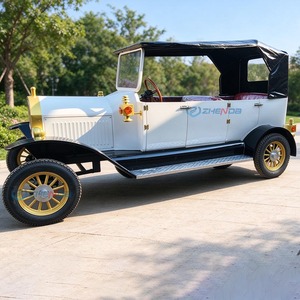 Auto Clásico Eléctrico Vintage con Carrocería Blanca y Techo Negro, Vehículo Retro Personalizable para Pasajeros - Product Image 5