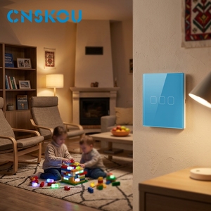 CNSKOU工厂新设计Aalexa Tuya 220v智能生活无线CE UKCA 1/2/3/4帮产品墙壁触摸WiFi智能灯开关 - Product Image 4