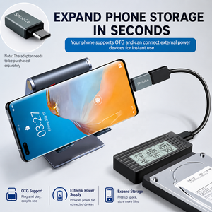 Cable <span class=keywords><strong>de</strong></span> Conexión Fácil con Pantalla Digital para Discos Duros <span class=keywords><strong>de</strong></span> 2.5/<span class=keywords><strong>3.5</strong></span> Pulgadas, <span class=keywords><strong>Adaptador</strong></span> <span class=keywords><strong>USB</strong></span> 3.2 que Convierte Discos Duros Mecánicos/SSD para que Funcionen como Carcasa - Product Image 4