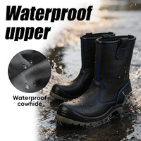 Bottes de sécurité montantes de 30 cm avec embout en acier, en cuir embossé, anti-perforation, semelle en PU solide, pour travailleurs (sur demande)