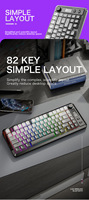 Clavier sans fil Freewolf M75 BT à double mode avec touches dégradées PBT et écran d'affichage pour les jeux
