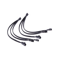Pemisah kipas PWM, aksesori komputer HDD kepang lengan PVC ramping 4-Pin 4-Port untuk perpanjangan PC